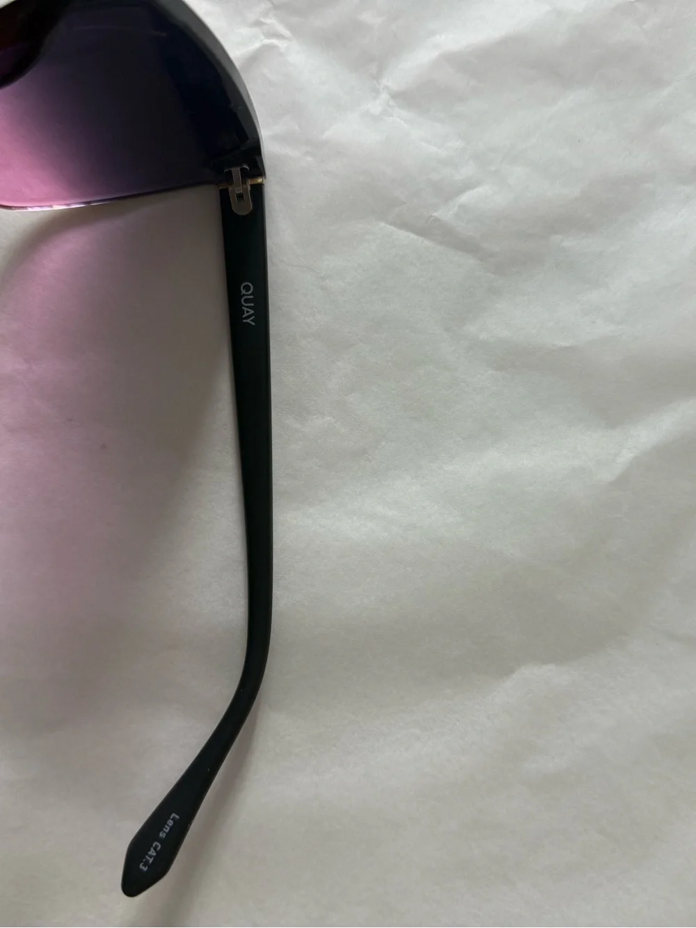 QUAY Come Thru Sunglasses Matte Black Frame Black Pink Lens Oversized Shield